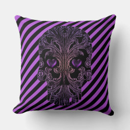 Almofada Caveira de Filigrana em Sombras de Púrpura