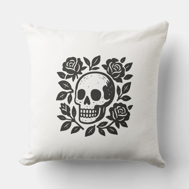 Almofada Caveira e Rosas (Frente)