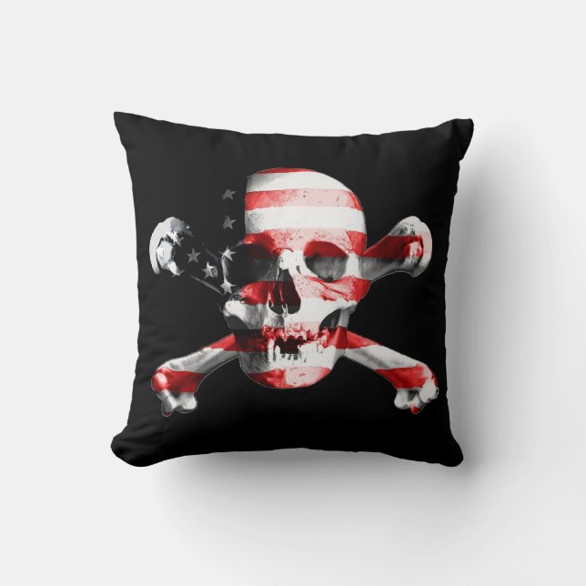 Almofada Caveira Patriótica e Crossbones (Frente)