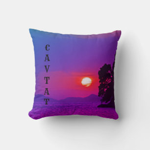 Almofada Cavtat, vista croata do filtro roxo sunset