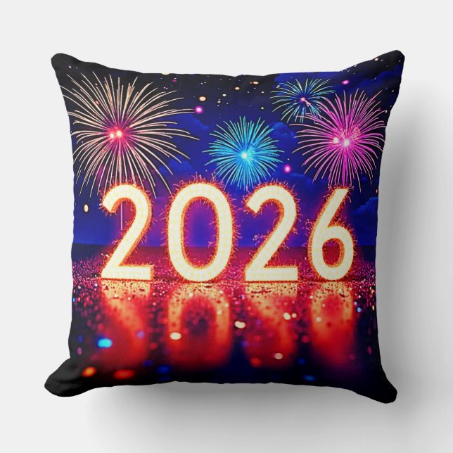 Almofada Celebre 2026: Design Faísca de Futuro Brilhante  (Frente)
