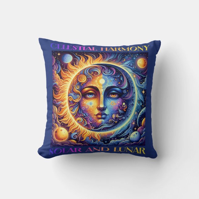 Almofada Celestial Harmony Sun e Moon, Astrologia (Frente)
