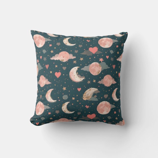 Almofada Celestial Romance Dreamy Moon & Stars Valentine Se (Frente)