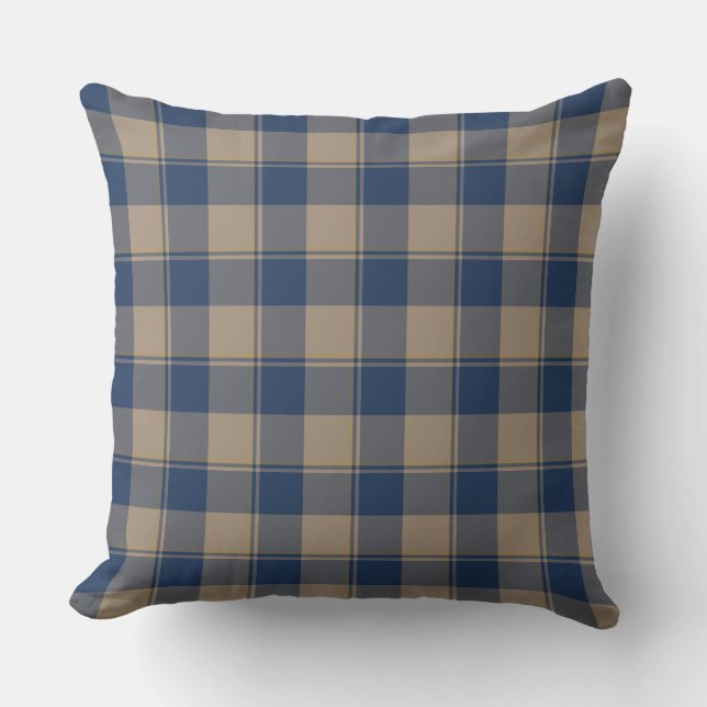 Almofada Cello Blue and Donkey Brown Plaid (Frente)