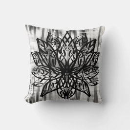 Almofada Celtic Lotus Mandala – Minimalist Black and White 