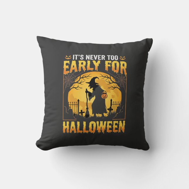 Almofada Cemitério de Bruxas de Halloween Antigo Design Vin (Frente)