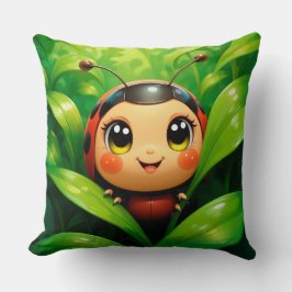 Almofada 🐞 Cena da Natureza com Joaninha para Espaços Acon