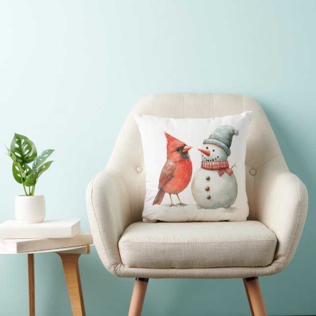 Almofada Cena de Natal de Inverno com Boneco de Neve Fofo e (Cadeira)