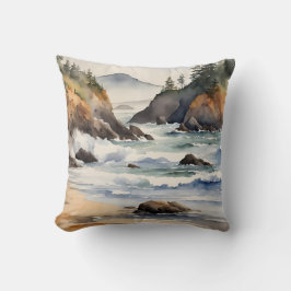 Almofada Cena de Praia da Coast Watercolor