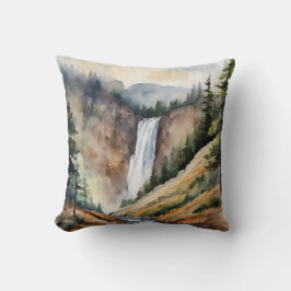 Almofada Cena Natureza das Árvores de Cascata de Montanha d