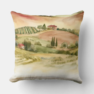 Almofada Cena Rural Italiana Aquarela Itália