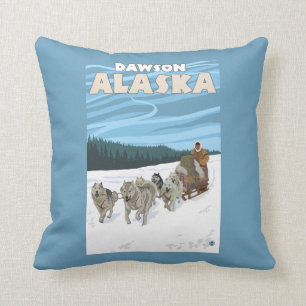Almofada Cena Sledding do cão - Dawson, Alaska