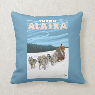 Almofada Cena Sledding do cão - Yukon, Alaska