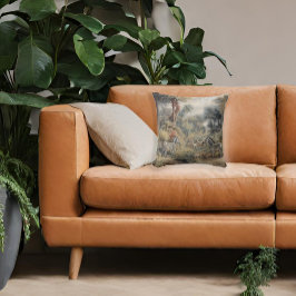 Almofada Cenário botânico de zebras e leões em oásis