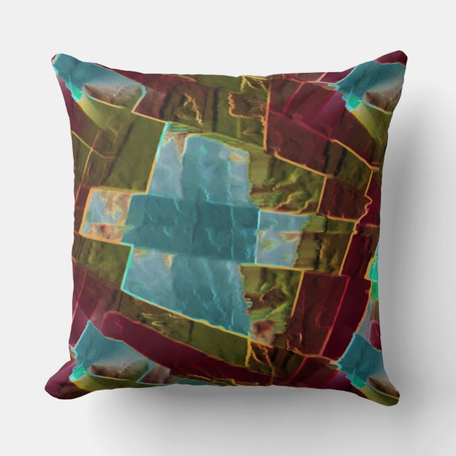 Almofada Cera esculpida castanha e azul com aspecto esculpi (Frente)