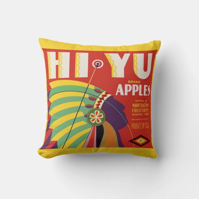 Almofada cerca de 1930 Hi Yu Apples impressão (Frente)