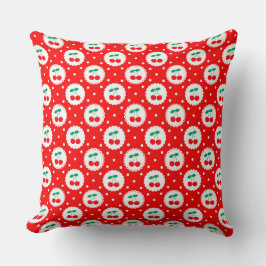 Almofada Cerejas de verão vintage fofas em vermelho brilhan