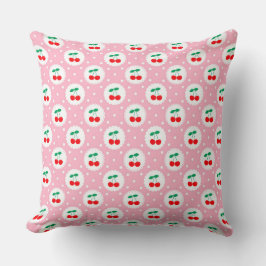 Almofada Cerejas de Verão Vintage Fofo em Rosa Claro