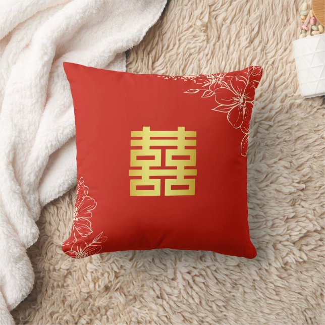 Almofada Cerimônia de chá de casamento chinês em letra flor (Cobertor)