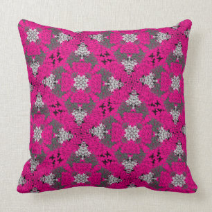 Almofada Cerise Cinza Rosa Misturar Impressão Floral Moder