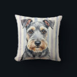 Almofada Cesky Terrier Watercolor Pinstripe Art<br><div class="desc">A refined Cesky Terrier portrait in a soft watercolor style with a subtle pinstripe background. This design captures softness,  elegance,  and a modern aesthetic—perfect for dog lovers and stylish decor.</div>