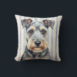 Almofada Cesky Terrier Watercolor Pinstripe Art<br><div class="desc">A refined Cesky Terrier portrait in a soft watercolor style with a subtle pinstripe background. This design captures softness, elegance, and a modern aesthetic—perfect for dog lovers and stylish decor.</div>