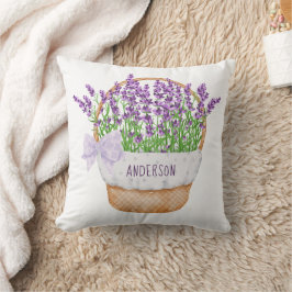 Almofada Cesta de Lavanda Floral Roxa Verde Personalizada