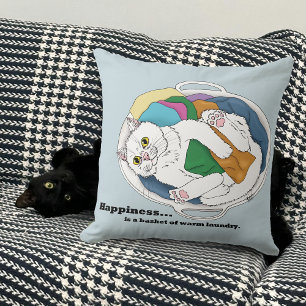 Almofada Cesto de Roupas Branco e Aconchegante Gato Azul En