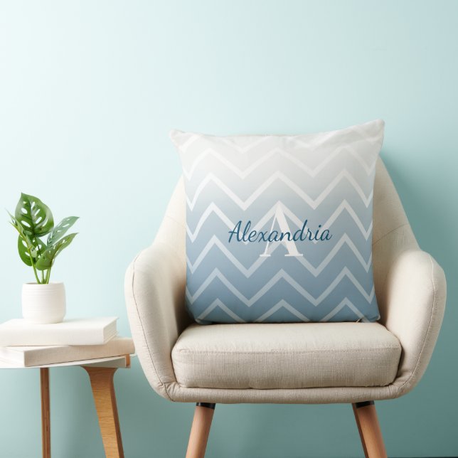 Almofada Céu Azul Chevron Branco (Cadeira)
