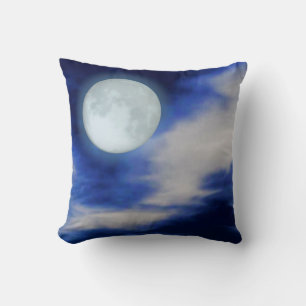 Almofada Céu nocturno com lua e nuvens