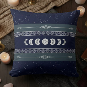 Almofada Céu Noturno Azul-Navy da Lua Mística