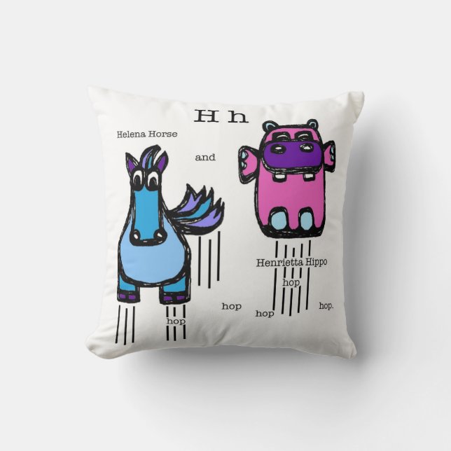 Almofada "ch" (galinha/cavalo hipopótamo) travesseiro (Frente)