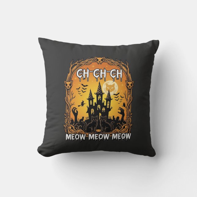 Almofada Ch Meow Castelo Assombrado de Halloween_1 (Frente)