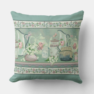 Almofada Chá da cerceta do vintage & travesseiro decorativ