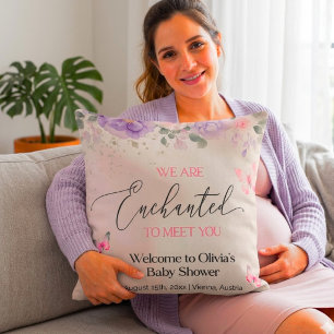 Almofada Chá de Bebê da Olívia - Boas Vindas Floral Borbole