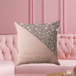 Almofada Chá de Bebê Elegante em Dourado Rosa