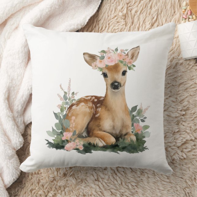 Almofada Chá de Bebê em Aquarela Corça de Verão (Cobertor)