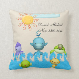 Almofada Chá de fraldas bonito dos animais de mar