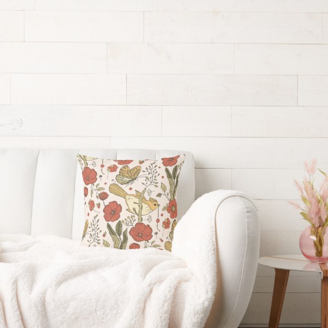 Almofada Chá de fraldas | Borboletas e flores poéticas (Sofá)