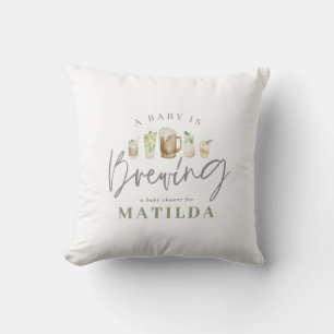 Almofada chá de fraldas de bebidas pintadas com aquarela 