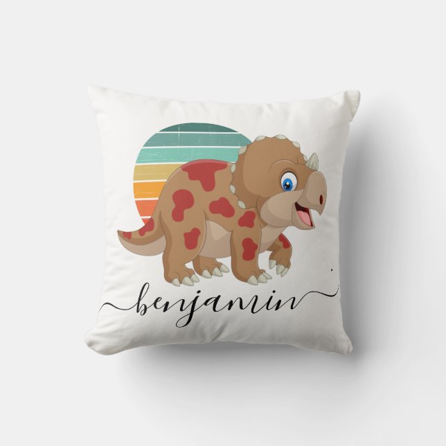 Almofada Chá de fraldas de dinossauro Personalizado Cute Th (Frente)