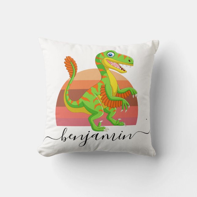 Almofada Chá de fraldas de dinossauro Personalizado Cute Th (Frente)