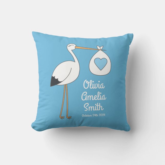 Almofada Chá de fraldas de Stork Blue Boy (Frente)