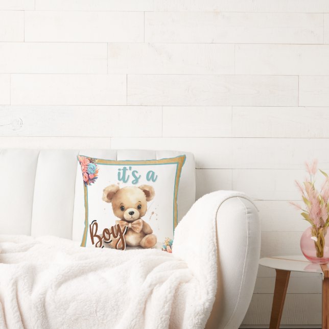 Almofada Chá de fraldas do Urso Azul Boho (Sofá)