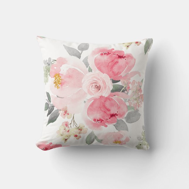 Almofada Chá de Noiva Rosa Água-Forte Floral (Frente)