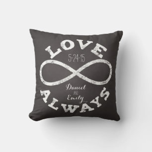 Almofada Chalkboard Infinity Love Casket Date and Names