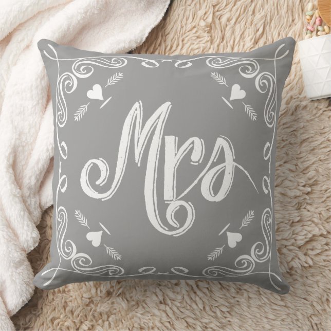 Almofada Chalkboard Mrs Brides Travesseiro Qualquer Cor (Cobertor)