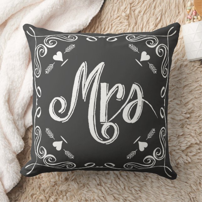 Almofada Chalkboard Mrs Brides Travesseiro Qualquer Cor (Cobertor)