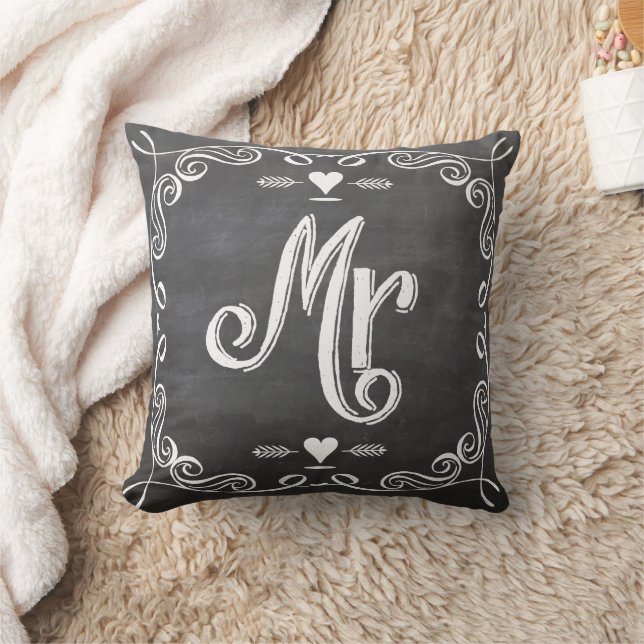 Almofada Chalkboard Vintage Modern Travesseiro do Sr. Groom (Cobertor)