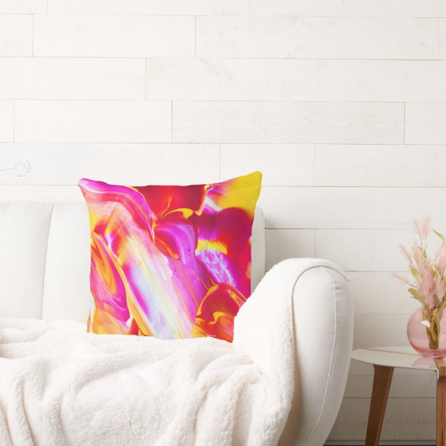 Almofada Chama Líquida - Laranja Brilhante e design amarelo (Sofá)